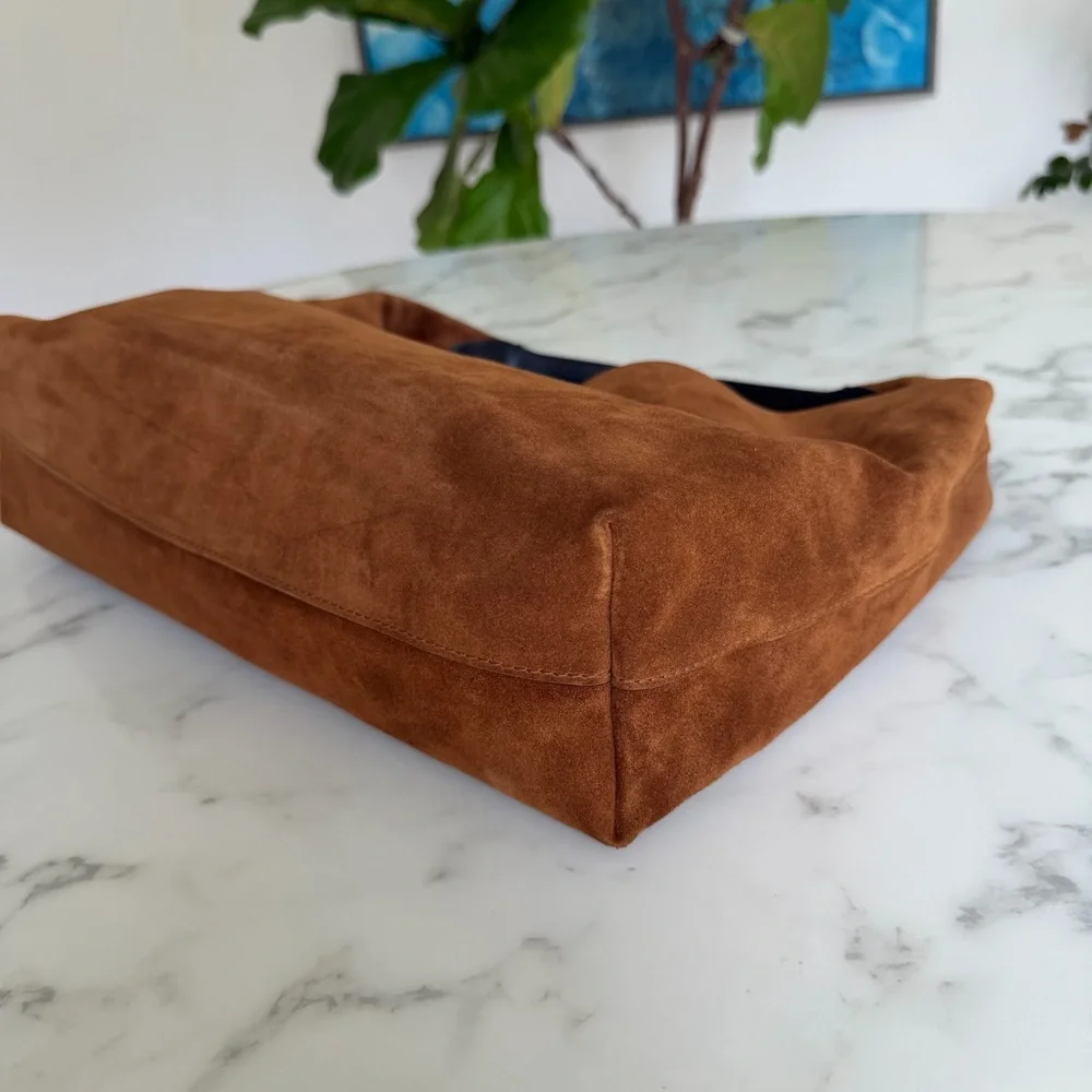 NWT Madewell The Mylie Shoulder Bag in Italian Suede Russet Multi Whiskey Brown - Picture 9 of 14